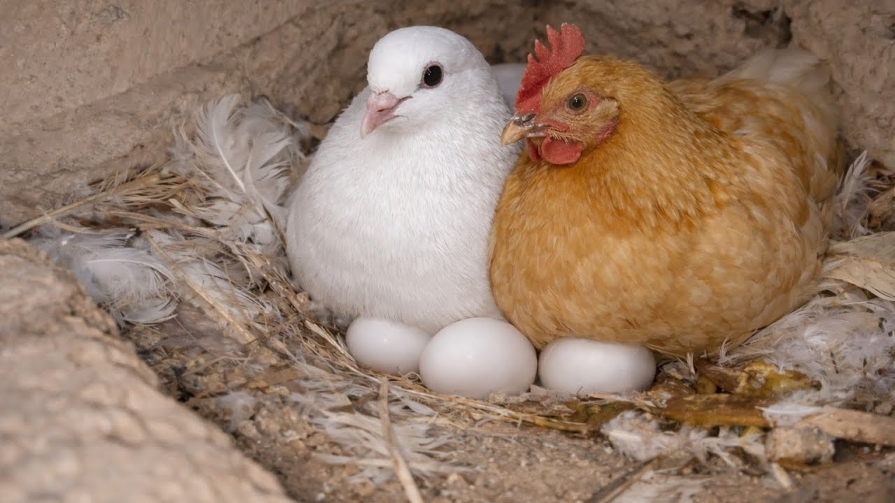 Golden hen sits on pigeon eggs | Golden hen | egg hatching | eggs Incubator  | Shehzad Rasool | 