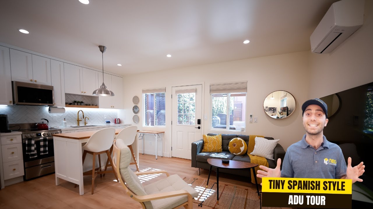 Inside Our 100 year old  Spanish-Inspired Garage Conversion: Tiny ADU Tour (18'x18)