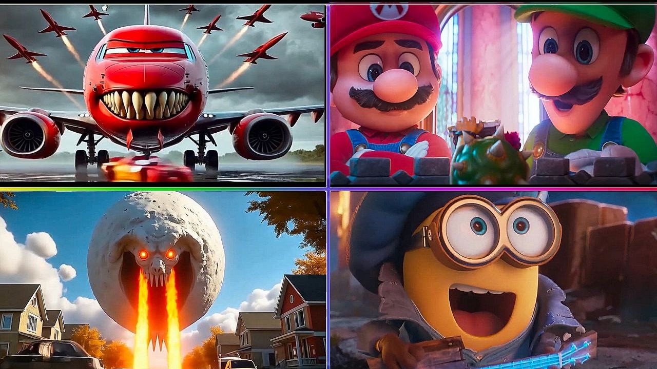 SUPER Mario VS McQueen SKY  VS LUNAR MOON VS MINIONS  Tiles Hop EDM Rush
