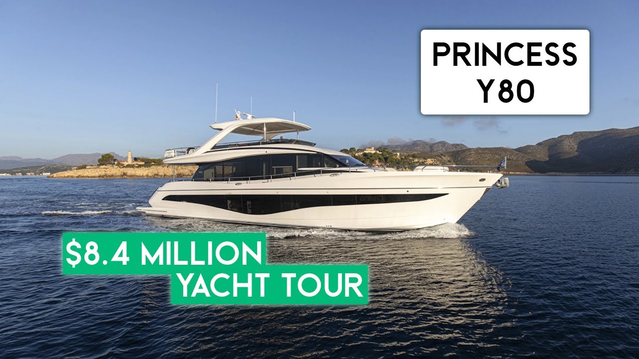 8,4 млн долларов США — экскурсия по роскошной яхте Princess Y80 с флайбриджем 2025 года