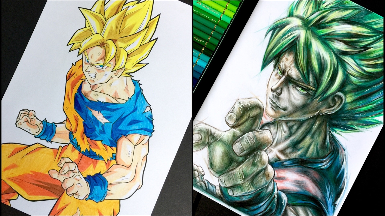 ( GOKU SUPER  SAIYAN ) - $21 Vs. $210 Colour pencils - How Do I Draw