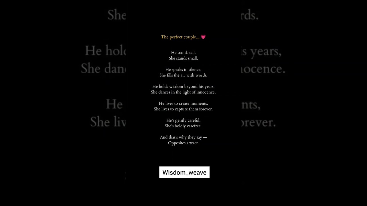 The Perfect Couple ❤️ Opposites Attract | Beautiful Love & Relationship Quote | Wisdom_weave