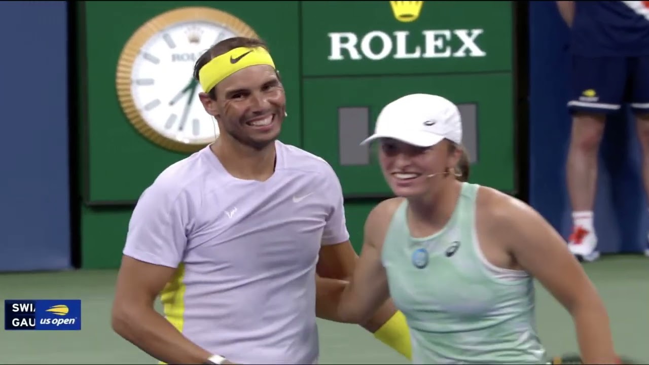Rafael Nadal playing double with Iga Swiatek