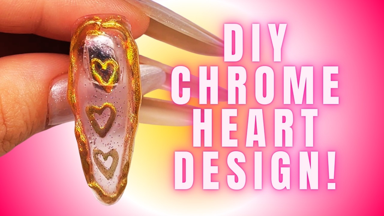 Ep. 0441 | Gold Chrome Heart Nails ✨ Easy Jelly Pink Nail Design, Beginner-friendly Diy Nail Art