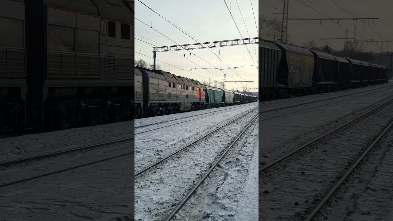 2ТЭ116УД-0061 с небольшим грузовым поездом следует мимо ст. Которосль