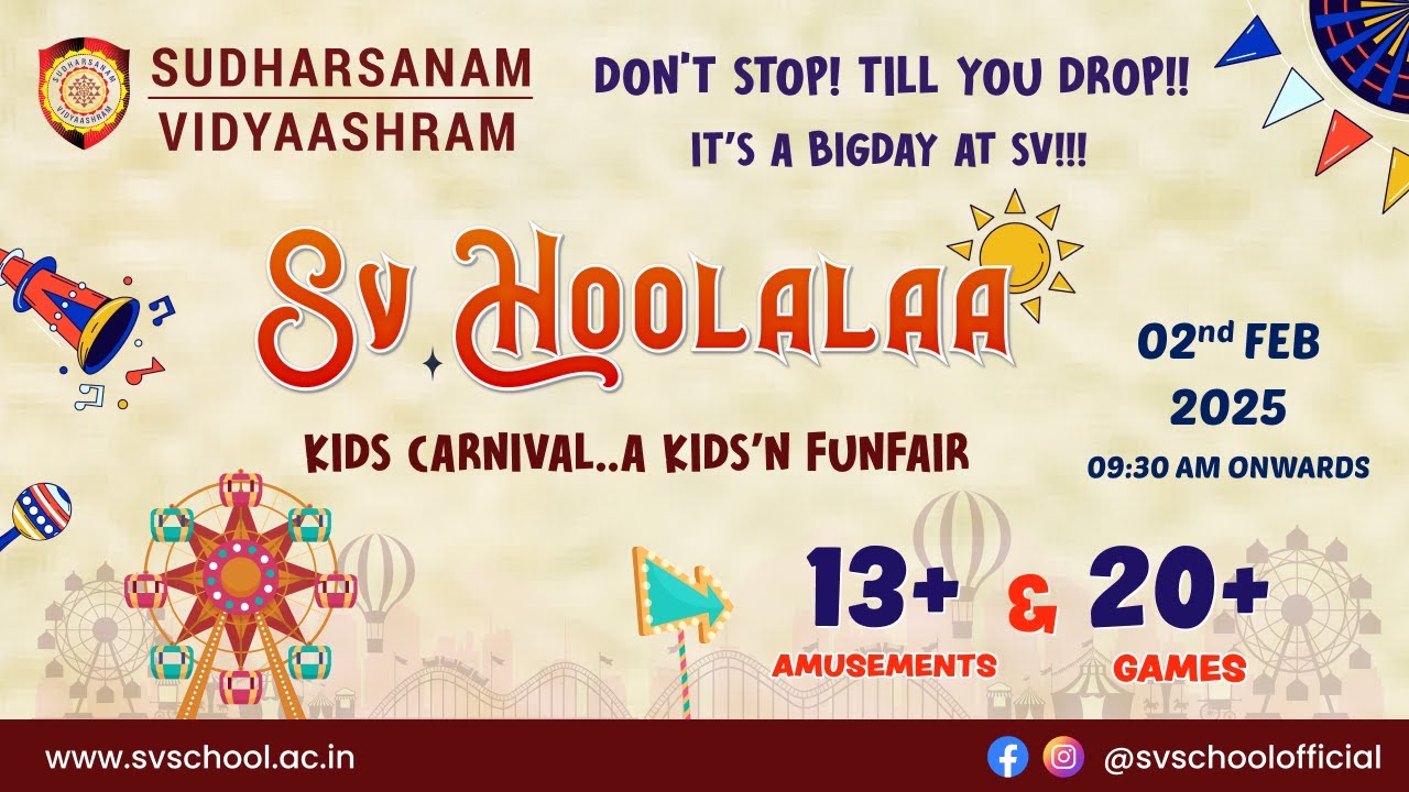 SV HOOLALAA KIDS CARNIVAL | 2024-25 | SUDHARSANAM VIDYAASHRAM | KIDS CARNIVAL | FUN CARNIVAL