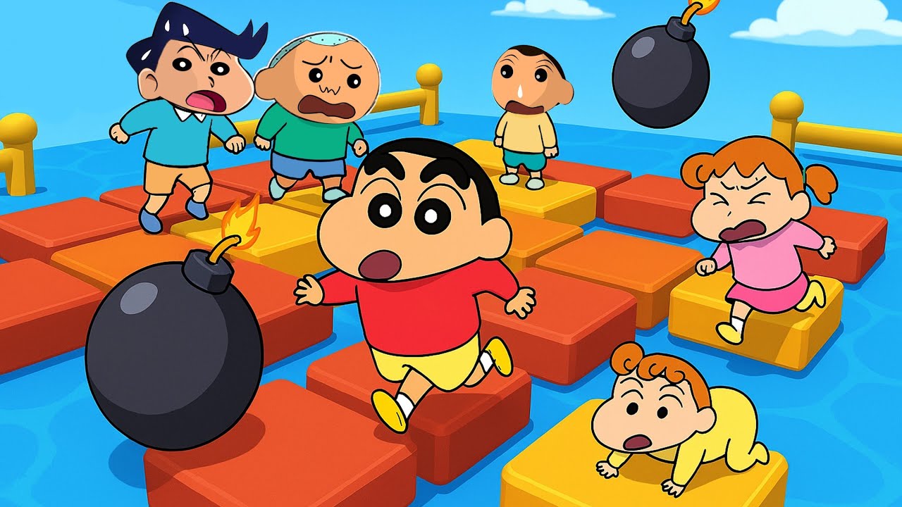 Shinchan And His Friends Trying To Survive Bombs In Stumble Guys 😱 | Shinchan Playing Stumble Guys 😂