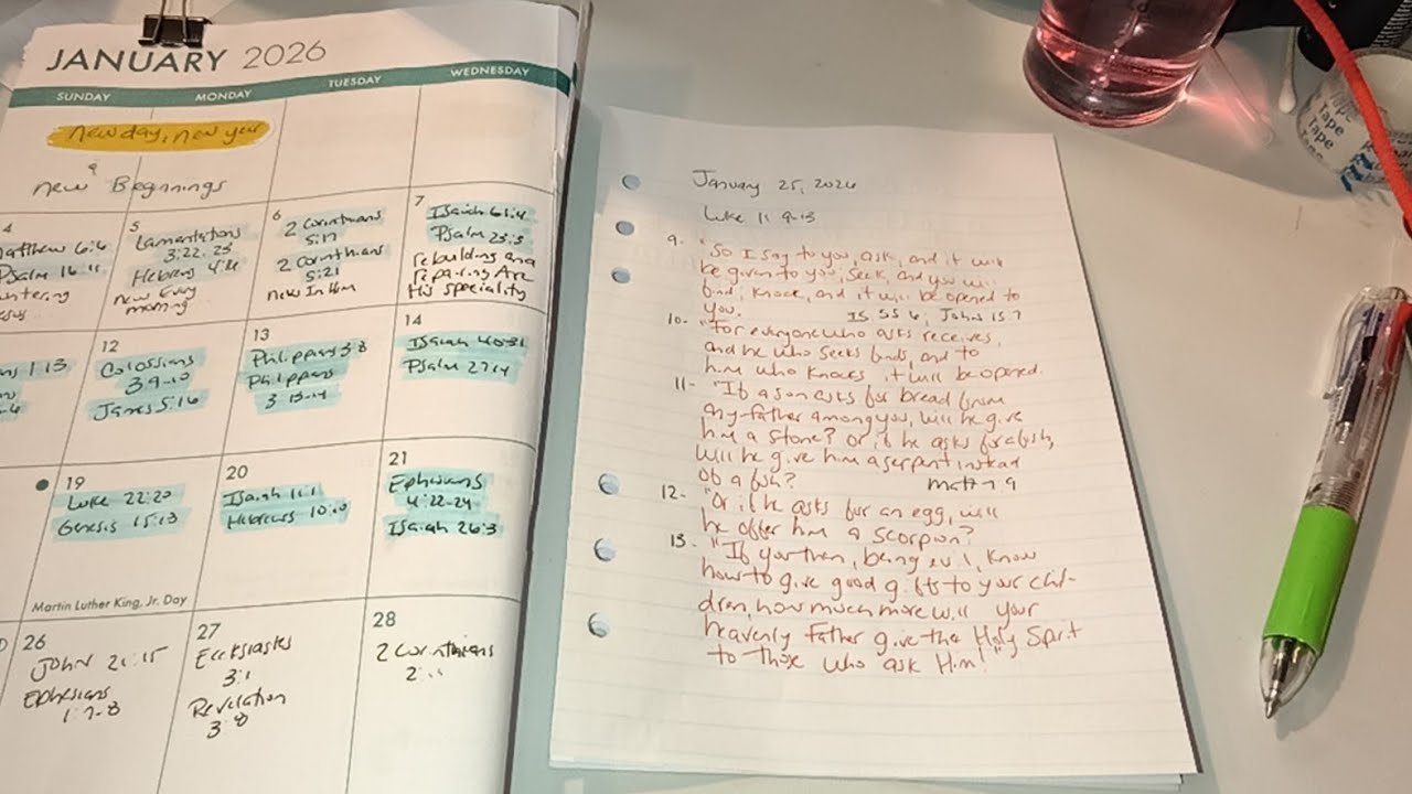 January 25, 2026 | Luke 11:9-13 & Mark 16:17 | Scripture Writing Plan | New Day, New Year