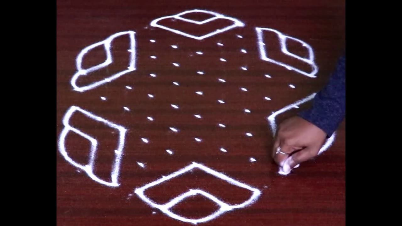 Simple rangoli 11X6 dots | Easy rangoli design | New Apartment Daily kolam | KGS Rangoli designs
