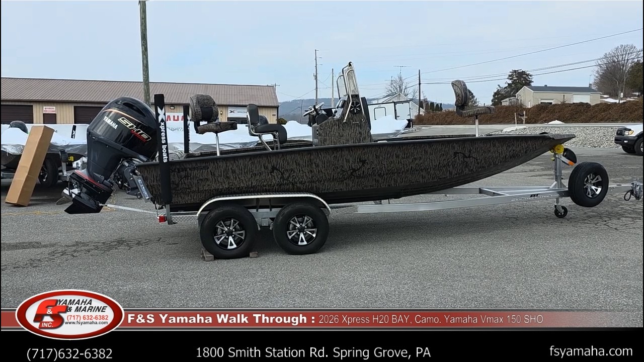 2026 Xpress H20 BAY, camo  Yamaha Vmax 150 SHO. F & S Yamaha, Hanover PA
