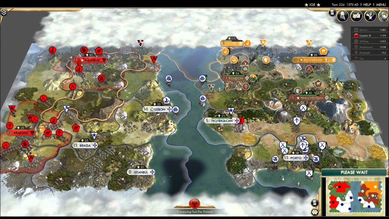 CIV5 AI Battle: FFA on Two Continents