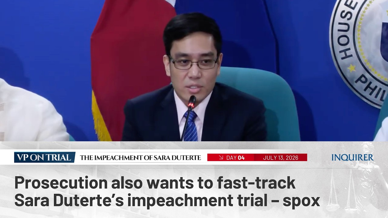 Prosecution also wants to fast-track Sara Duterte&rsquo;s impeachment trial &ndash; spox