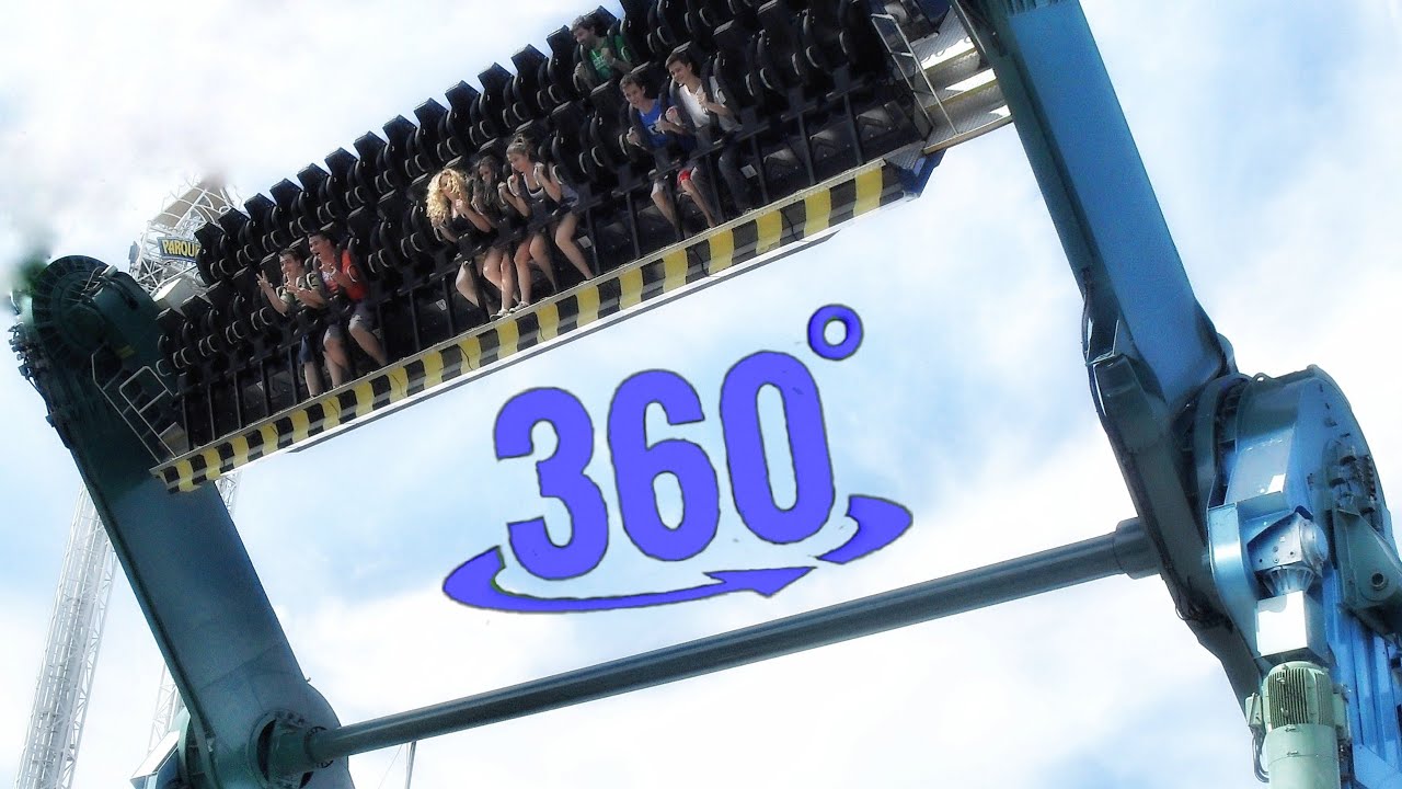 360 video | Spinning Looping Amusement Ride Roller Coaster VR
