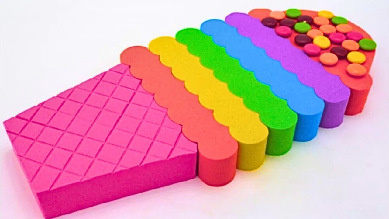 Satisfying Video   How To Make Rainbow Ice Cream From Kinetic Sand Cutting ASMR