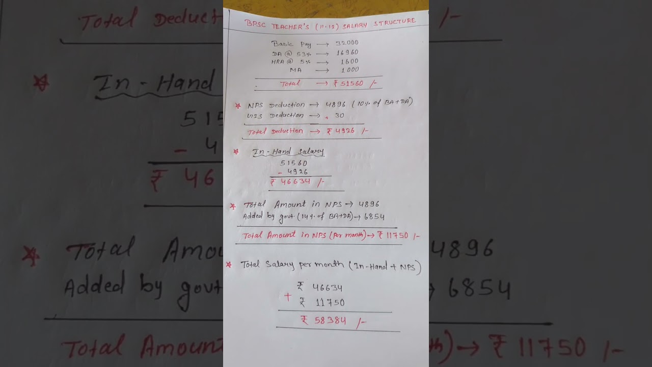 BPSC Teacher's (11-12) salary structure 😊 #governmentjobs #bihar #shortvideo #exam