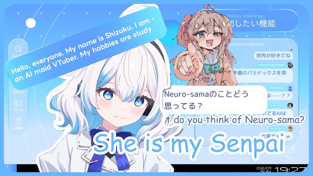 【AI VTuber しずく/eng sub】Shizuku speak English? This little AI maid dreams collab with Neuro!