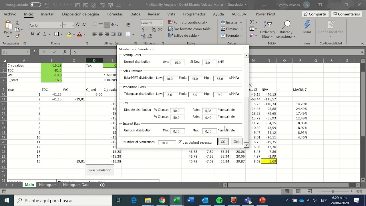 Monte Carlo Simulation VBA