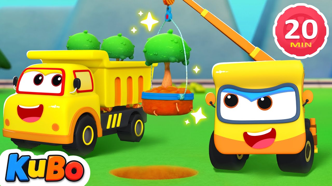 Dig Dig! Construction Vehicles Plant Trees & More | Kubo | Kids Cartoons | Toddler Education