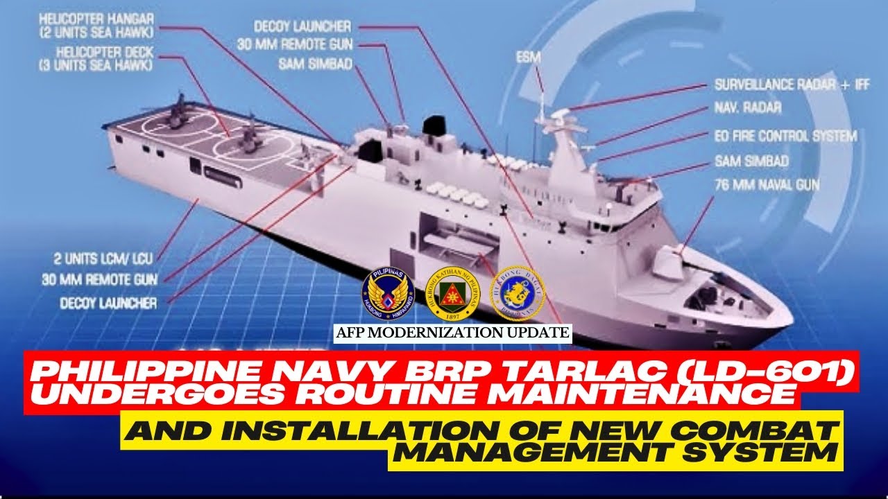 БРП Tarlac (LD-601) ВМС Филиппин проходит плановое техническое обслуживание и установку новой сис...