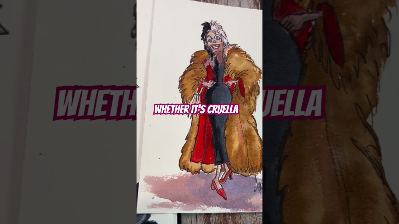 New Review Today! 9am mountain #review #sennelier #inkbrush #disneyart #cruella #hades
