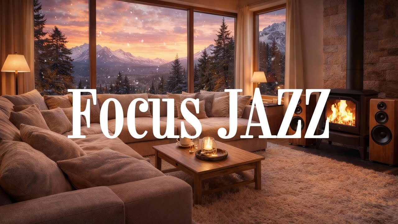 Jazz for Focus, Work & Study ❄️ Cozy Fireplace