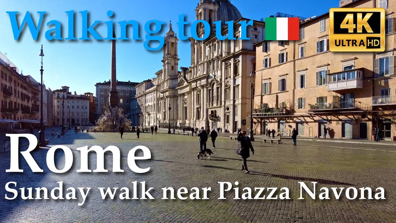 Rome | Sunday walk near Piazza Navona, Italy【Walking Tour】4K