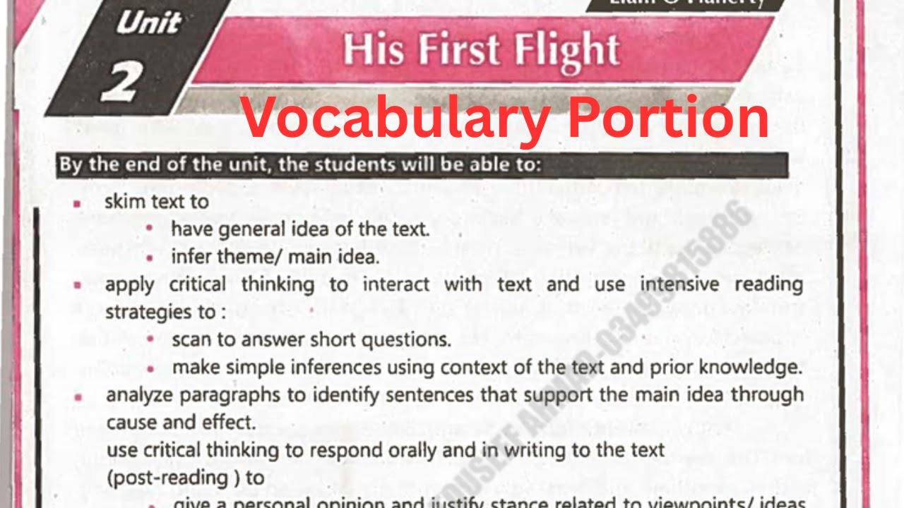His First Flight | 1st Year English Book Chapter 2 | Vocabulary & Grammar | Eduverse
