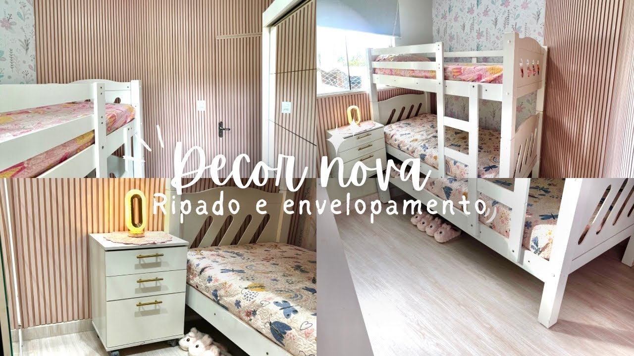 DECOR NOVA NO QUARTO | ENVELOPEI O CHÃO E COLOQUEI RIPADO NA PAREDE 💕🥹 TUDO MUITOO LINDO 