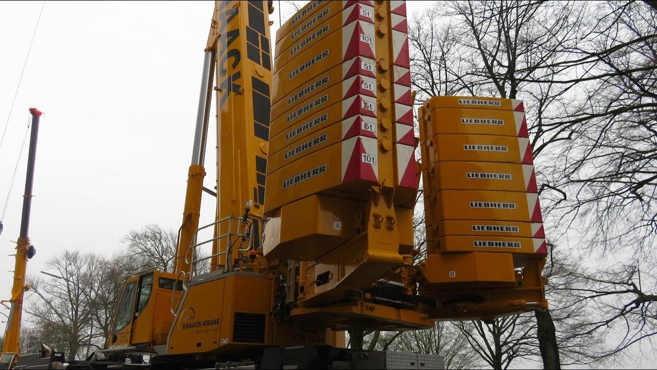 Soeren66 - LIEBHERR LTM 1450-8.1 von Knaack beim Kranabbau und Abrüsten, Teil 1