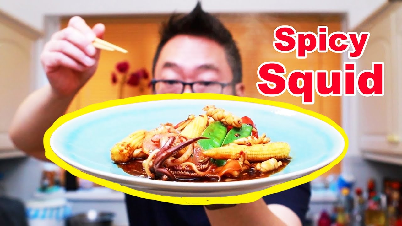 How to Prepare & Cook Whole Squid - Easy Method - Spicy Stir Fry Squid Recipe