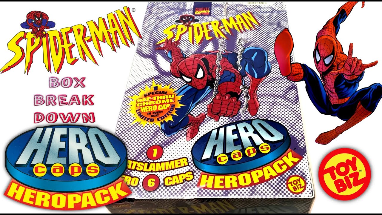 Spider-Man 1995 Toybiz HeroCaps pogs - Opening a whole box!