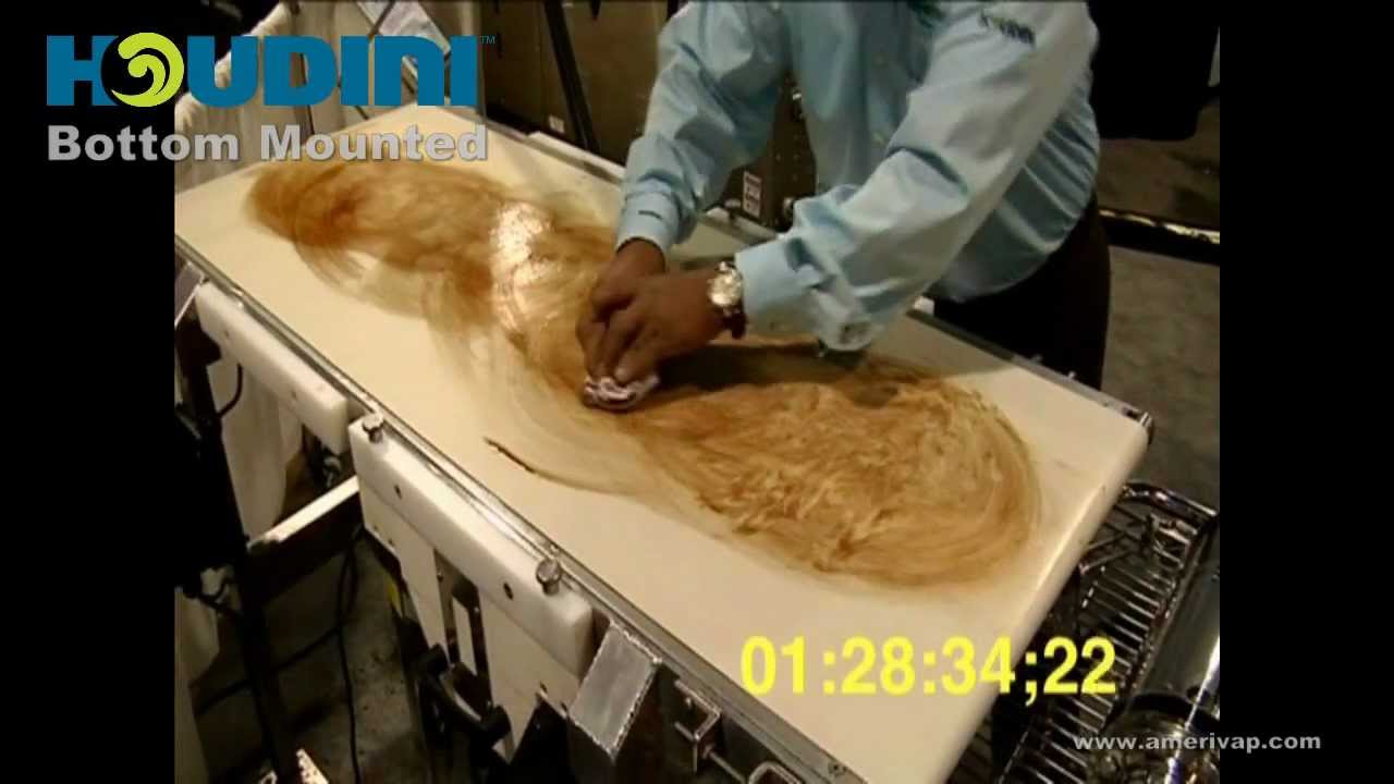 Flat Solid Conveyor Belt Cleaning and Sanitizing with a Dry Steam Cleaner - Houdini - AmeriVap