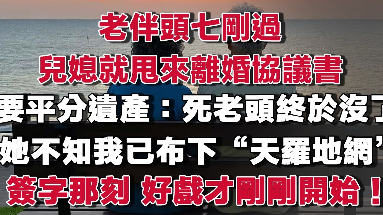 老伴頭七剛過兒媳就甩來離婚協議書要平分遺產：死老頭終於沒了她不知我早已布下“天羅地網”簽字那刻 好戲才剛剛開始！​#情感故事 #養老故事 #樂齡故事匯