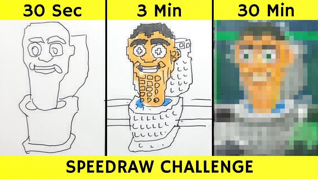 Drawing SKIBIDI TOILET in 30 sec, 3 min, and 30 min | Steal a Brainrot | Fendraw