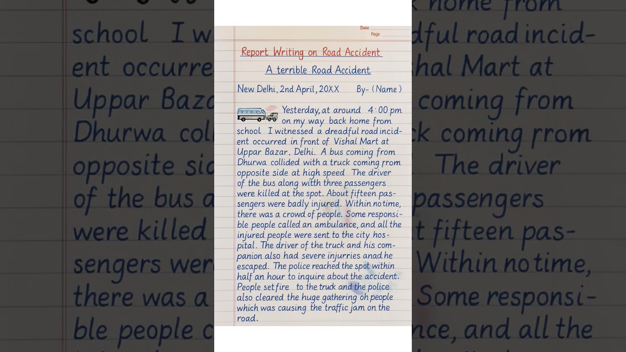 Report Writing on Road Accident in English | Easy Example for Students. #shorts #shortvideo