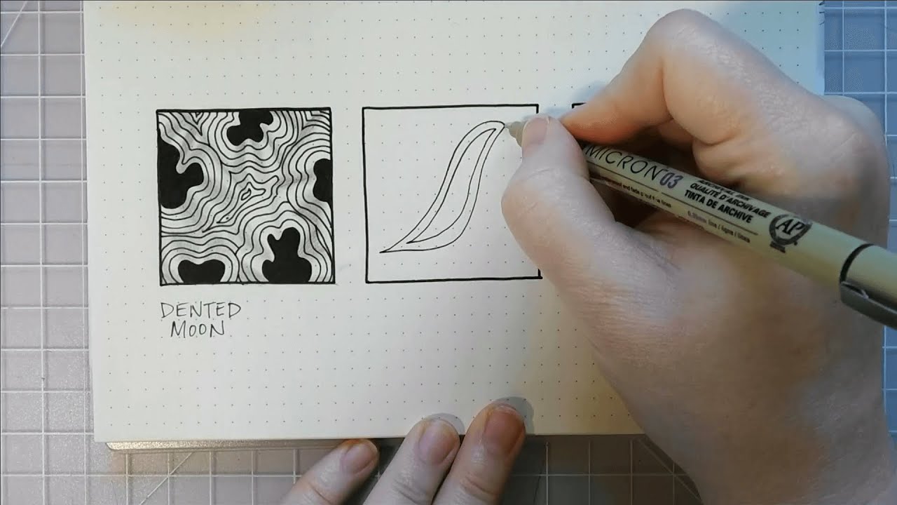 How to Draw Zentangles Dented Moon, Ellish, Feeling Knotty | Tangled Talk #4 | ABCs of Zentangle