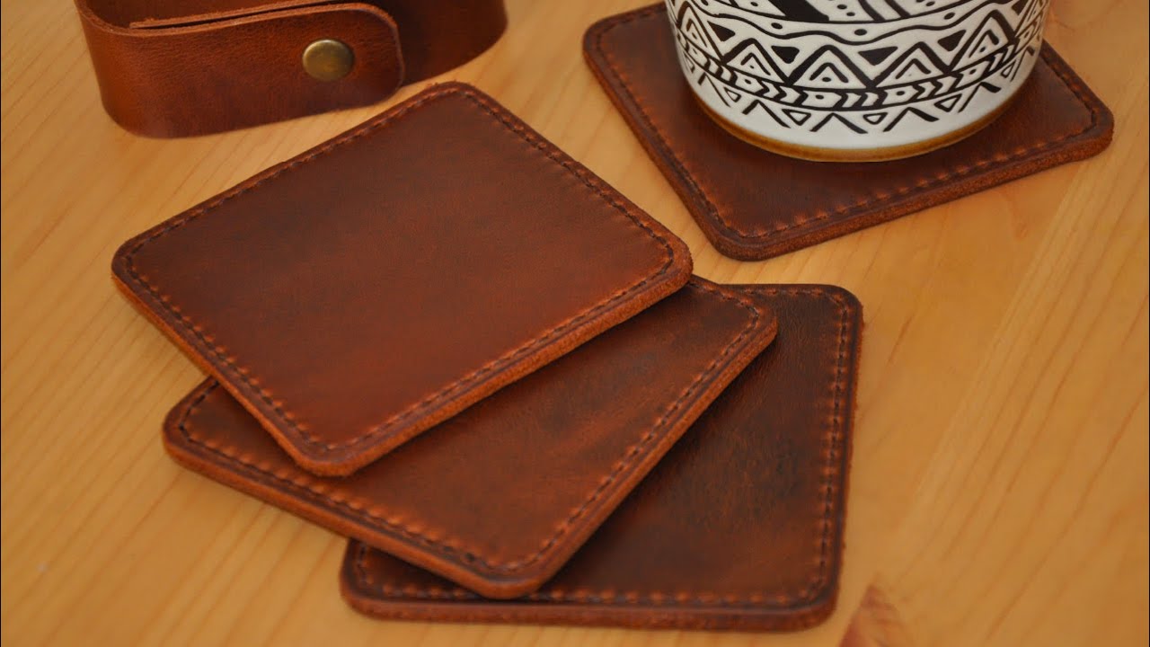 DIY Coasters - Simple Leather Coaster Set PDF Pattern - ASMR