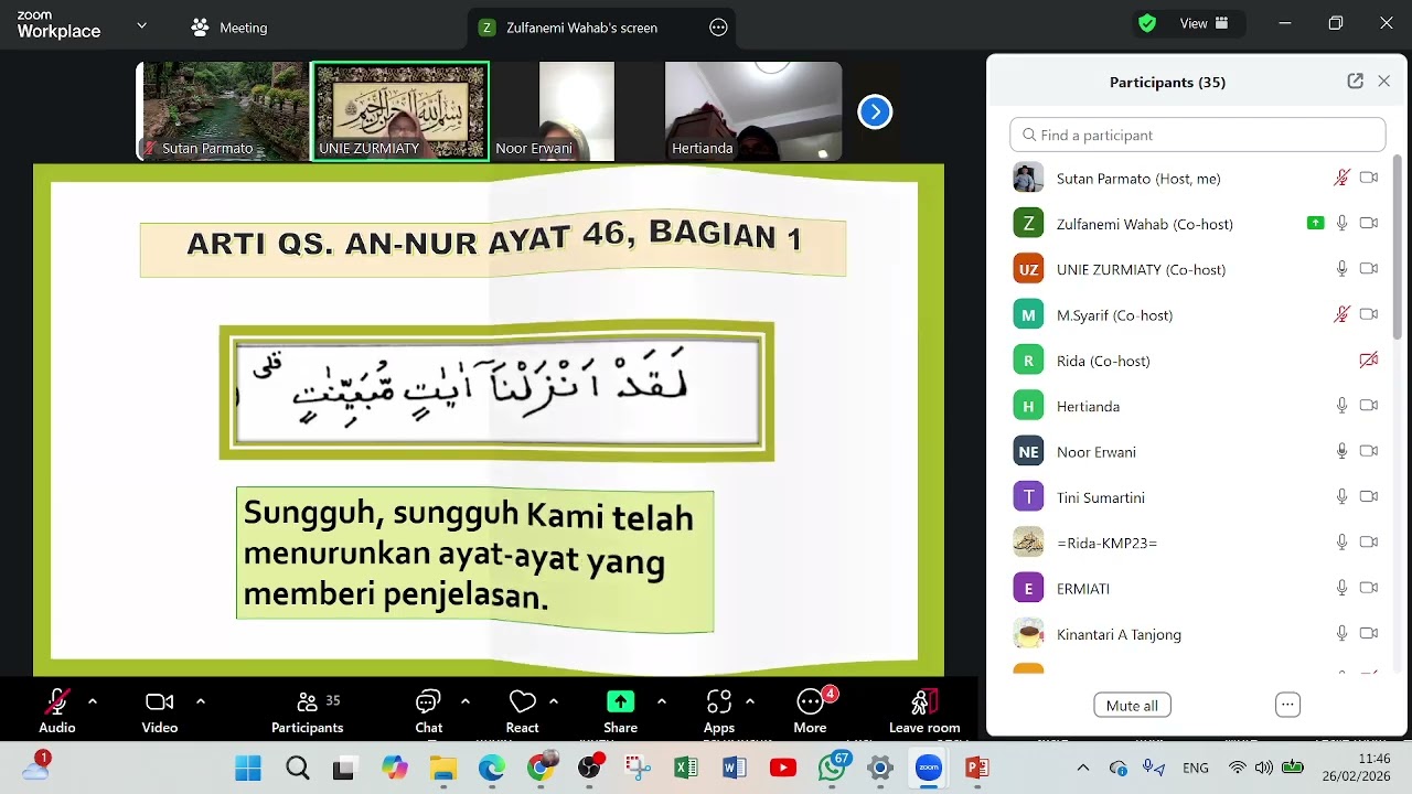 Latihan QS 24 : 46 Bu Hertianda