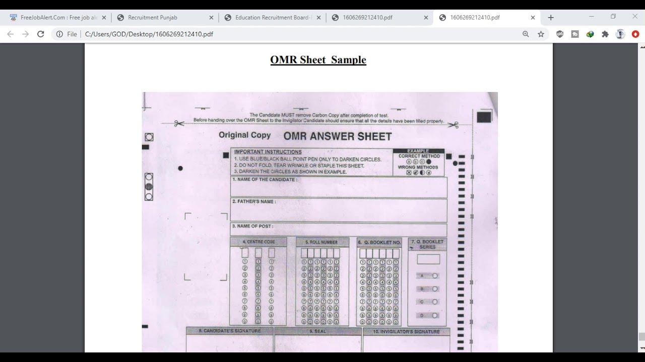 OMR SHEET Ett Exam and Attdandance Sheet Filling