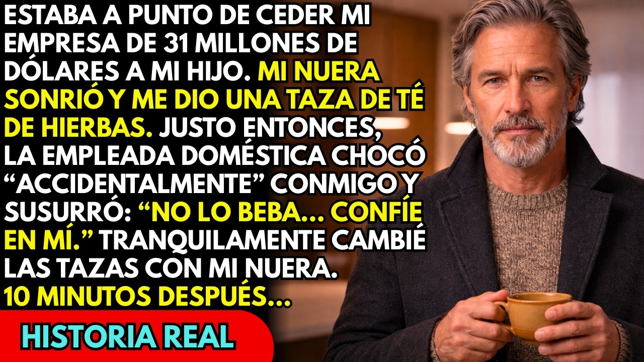 Mi nuera me dio un té antes de la reunión… La criada susurró: ‘No lo bebas… confía en mí’