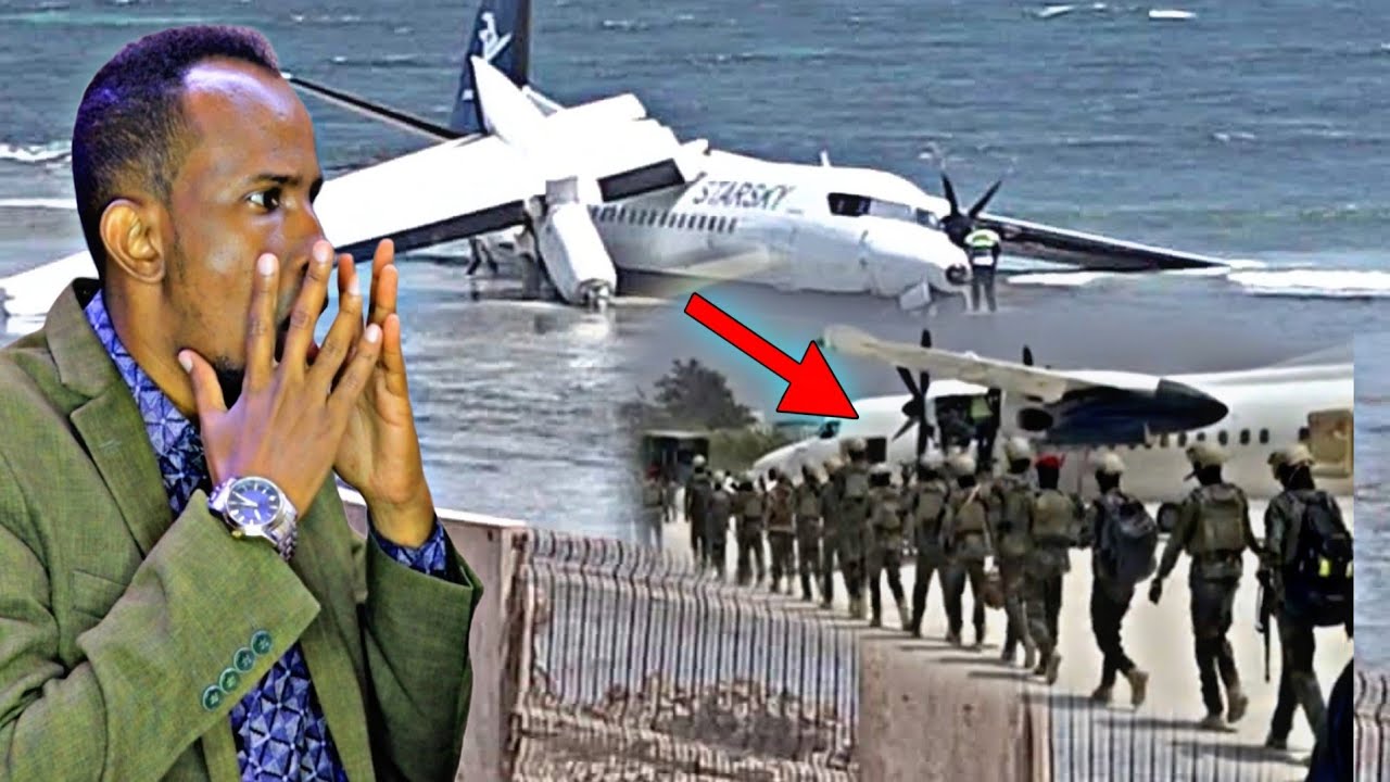 Daawo Diyaarad ku dhacday Badda Garoonka  Muqdisho,Ciidankii Jubbaland oo Gaaray Hada.