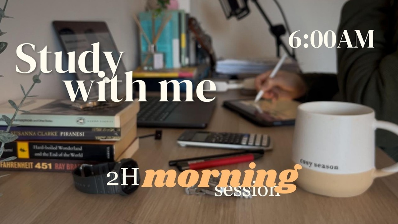 2-Hour Study With Me (Real Time) | 6am Deep Focus | Rain Ambiance | Pomodoro Timer 50/10 🎧📚