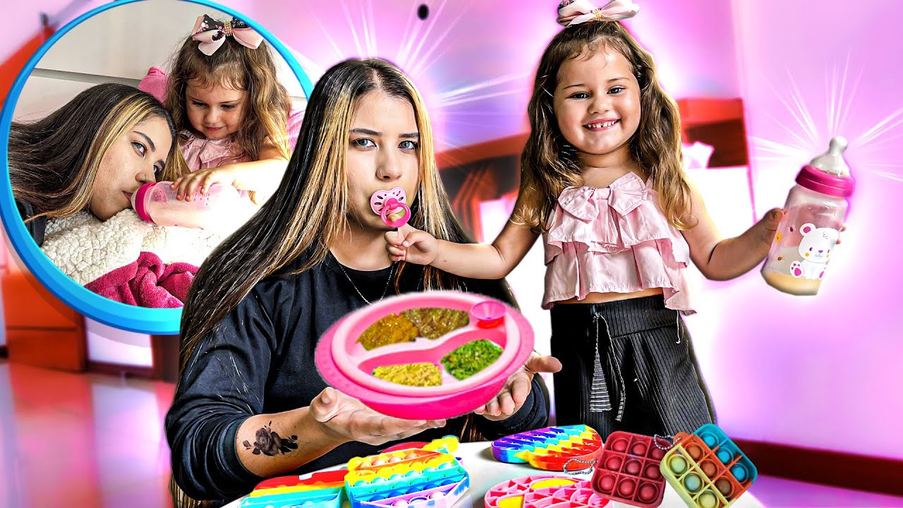 MINHA IRMÃZINHA DE 2 ANOS VIROU MINHA MÃE POR UM DIA !
