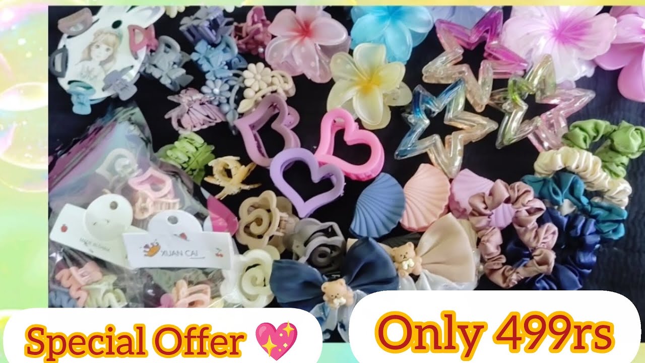 💗 Women's Day Offer | Colorful Hair Clips & Scrunchies Combo