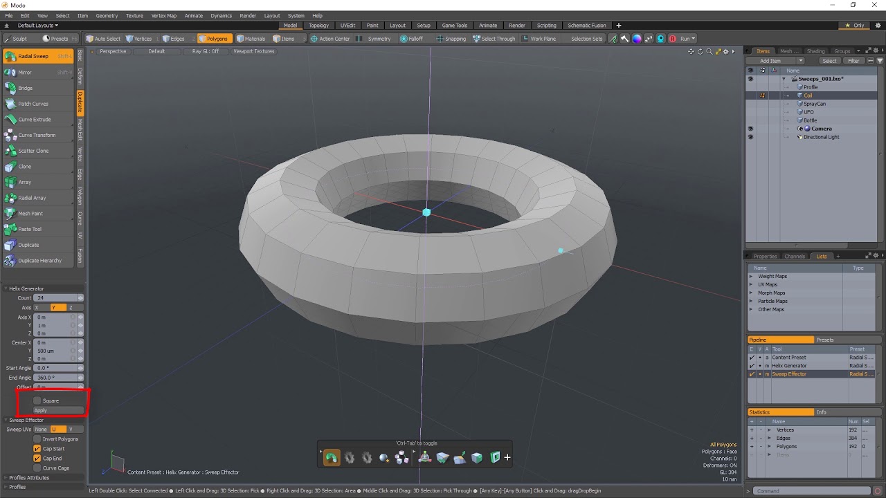 MODO Quick Clip - Procedural Modeling - Square Sweep