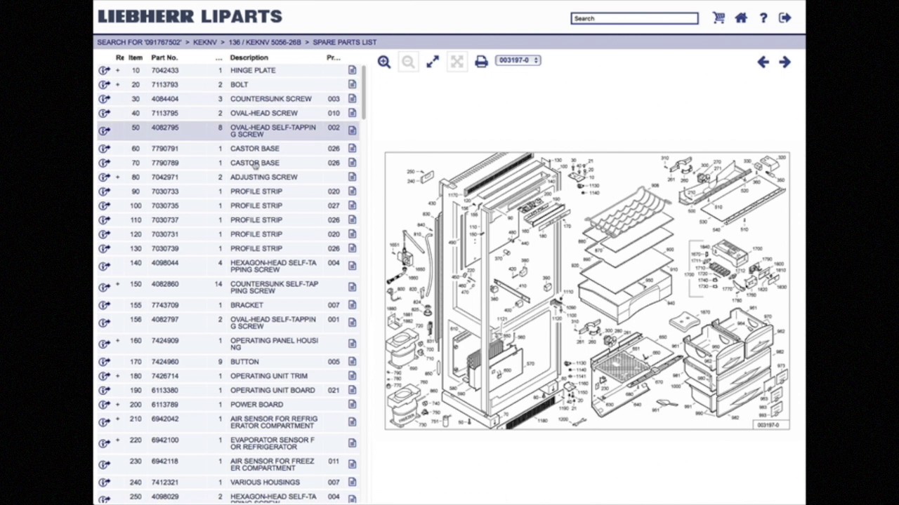 Liebherr Parts Lookup
