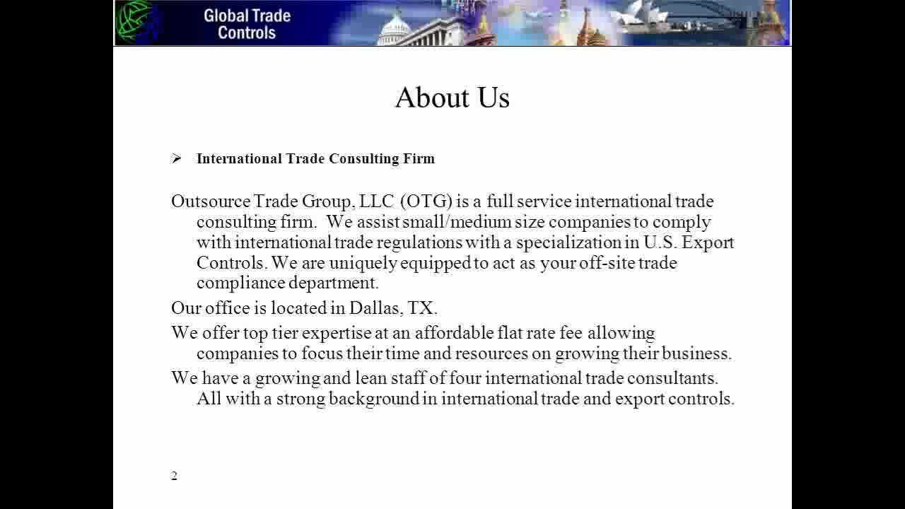 Export Controls and Trade Consulting Services