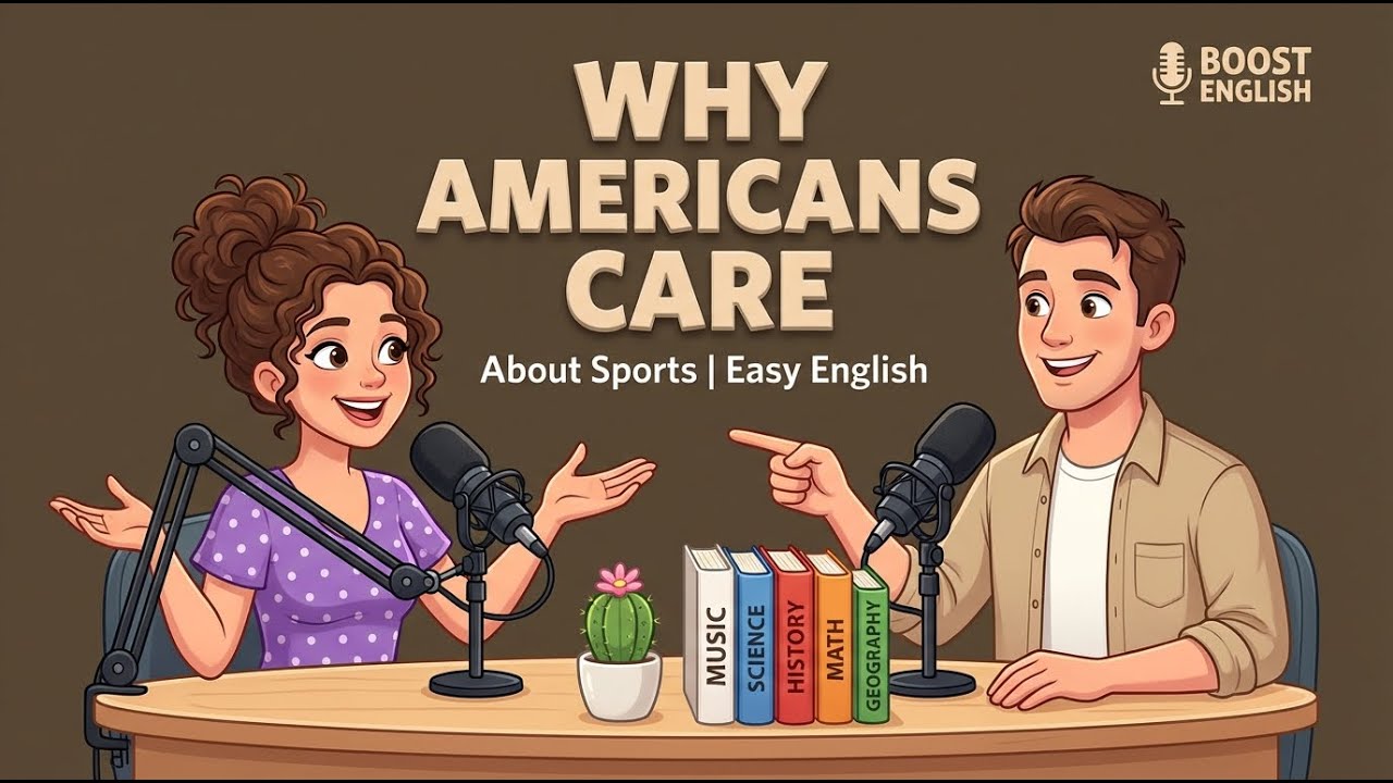Why Americans Care So Much About Sports | Easy English Conversation | Boost English Podcast