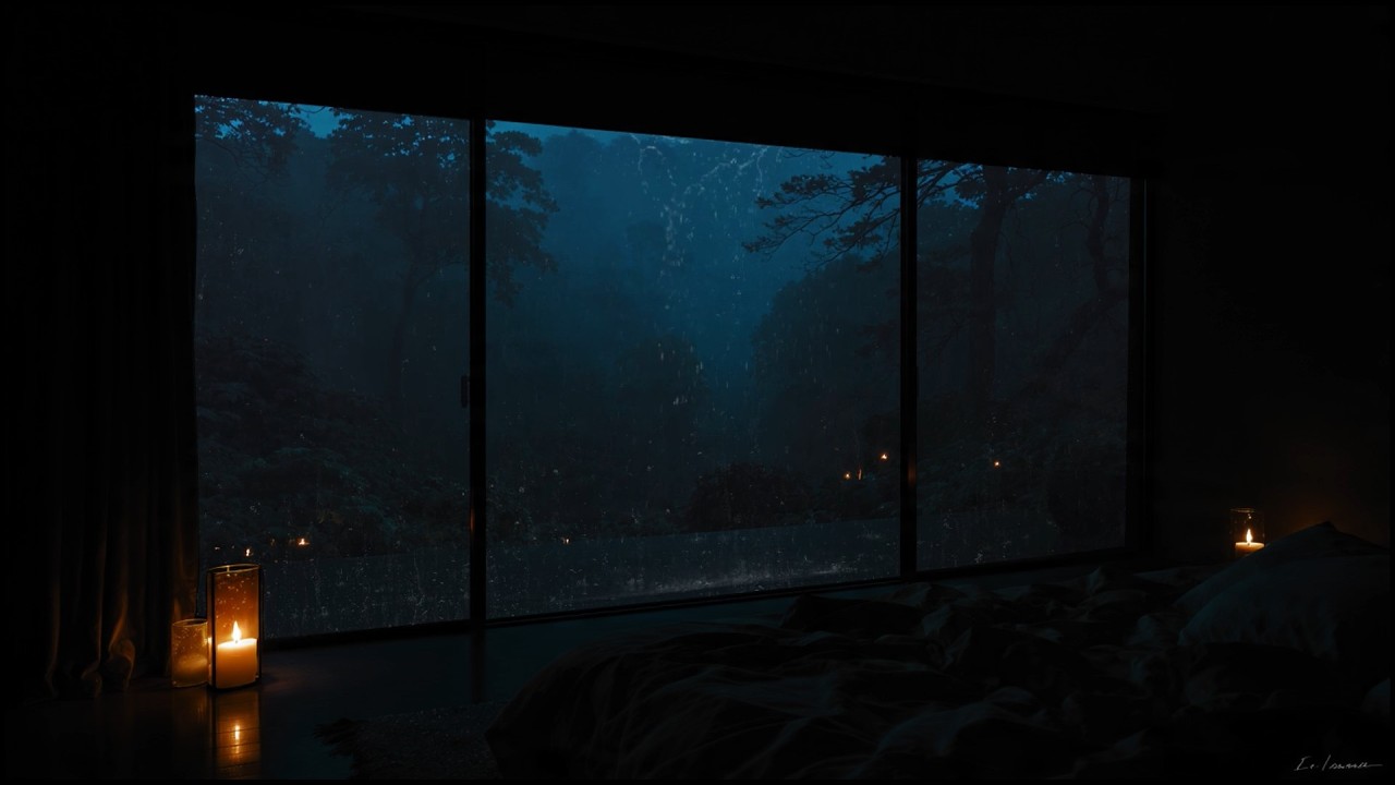 Rainy Night Escape 🌧️ Cozy Candlelit Bedroom Ambience for Sleep & Peace