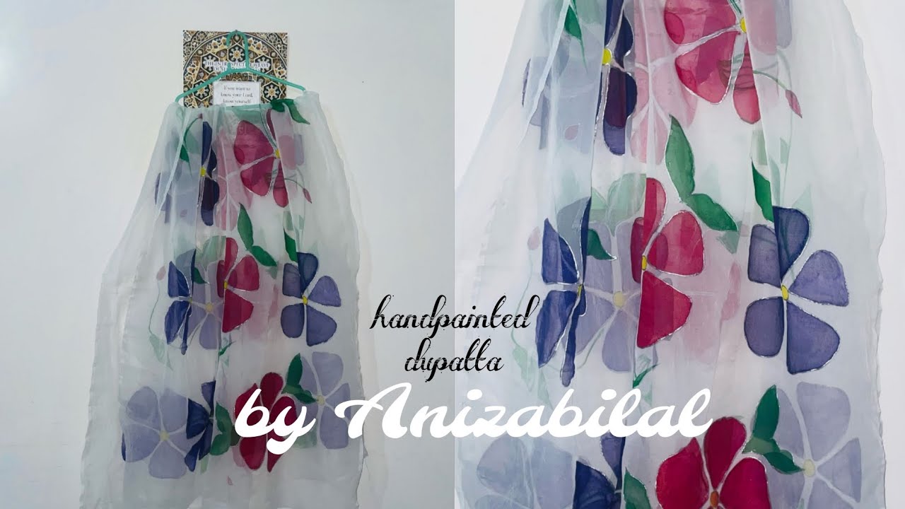 #how to paint a designer handpainted dupatta for Eid